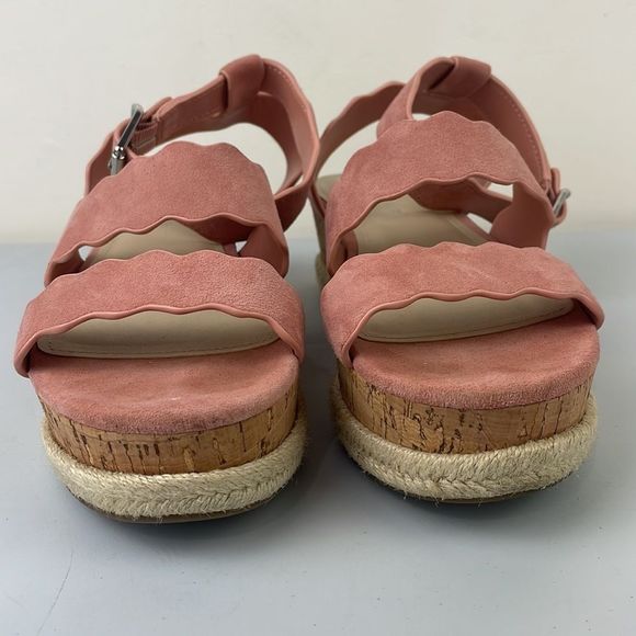 Marc Fisher ‘Fayme’ Suede Ankle Strap Platform Sandals Sz 7.5 Pink Leather - Picture 2 of 9